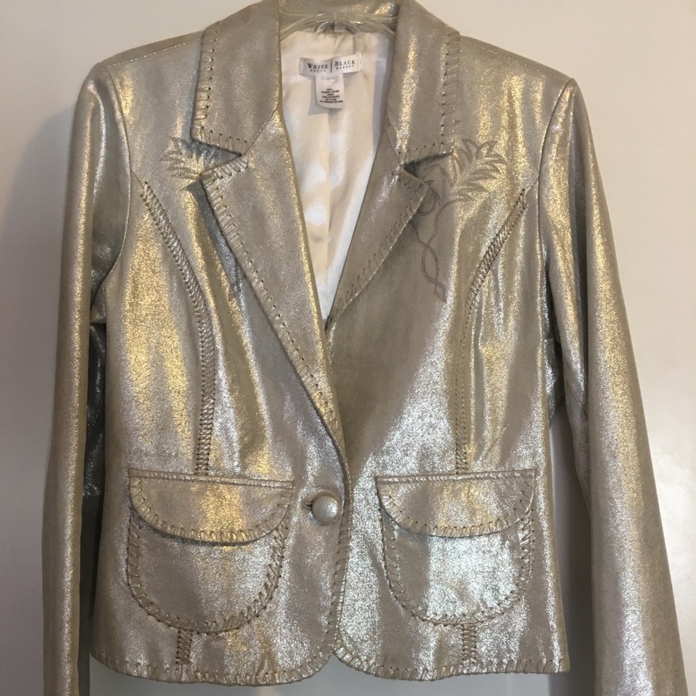 WHBM Genuine Leather Silver Jacket